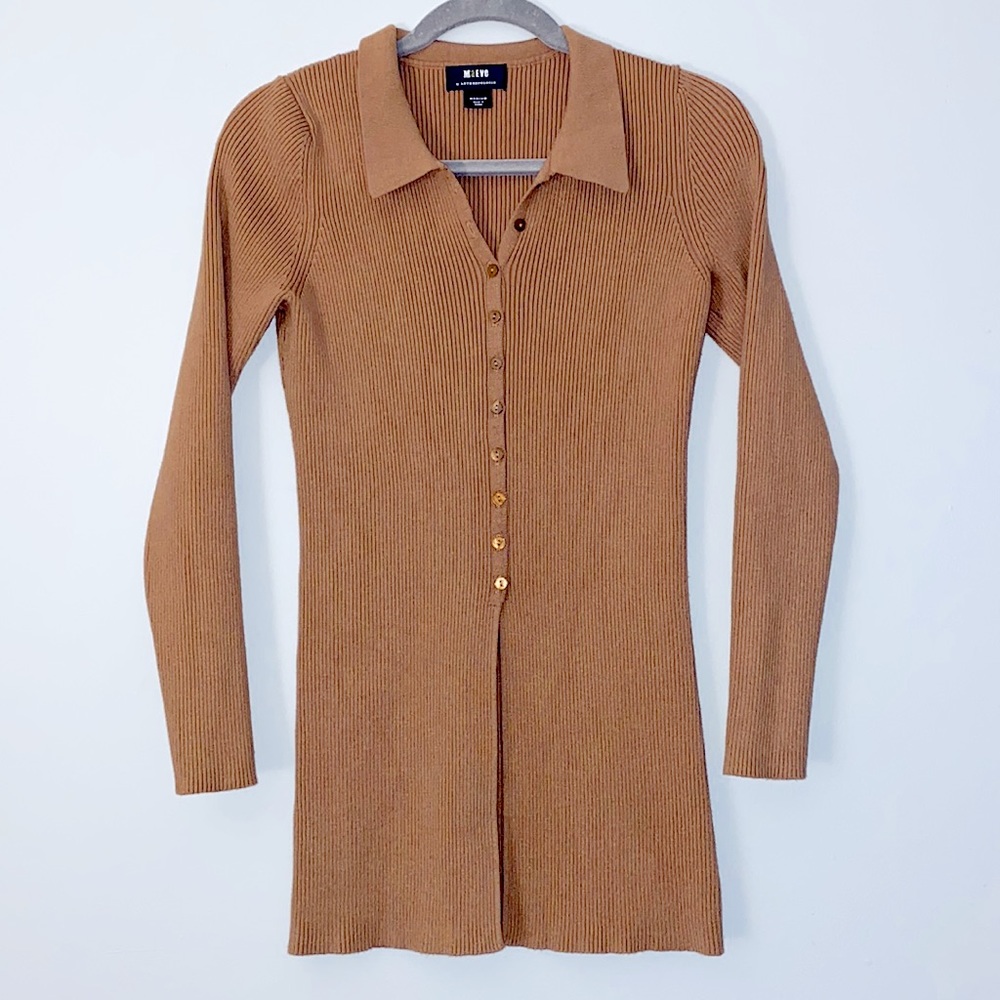 Anthropologie Maeve button down, long sleeve ribbed collard cardigan.